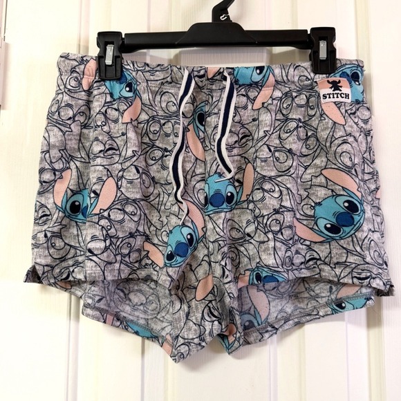 Disney Stitch Sleep Shorts Kids 4–6 Grey All Over Print Drawstring - Picture 4 of 13